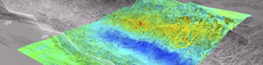 Based on data from the Sentinel-1A satellite, this image shows how and where the land uplifted and sank from the 7.8-magnitude earthquake that struck Nepal on 25 April 2015. The image was generated by the German Aerospace Center (DLR) Earth Observation Center (EOC) using data acquired by Sentinel-1A before and after the earthquake event. Image: DLR/EOC. Based on data from the Sentinel-1A satellite, this image shows how and where the land uplifted and sank from the 7.8-magnitude earthquake that struck Nepal on 25 April 2015. The image was generated by the German Aerospace Center (DLR) Earth Observation Center (EOC) using data acquired by Sentinel-1A before and after the earthquake event. Image: DLR/EOC.