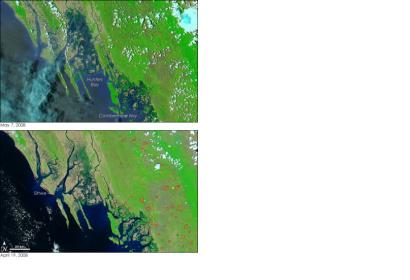 Satellite image of coastal flooding