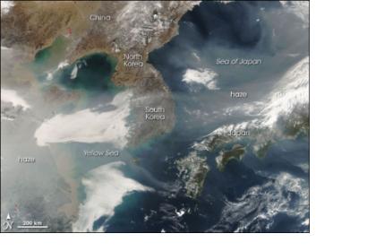 satellite image of the North-East Asia region