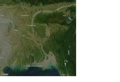 satellite picture of Bangladesh, shows the sediment structure of the region