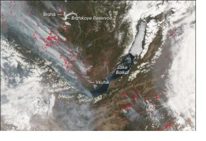 Wildfires over the same Siberian area occurred in 2008 (Image: NASA)