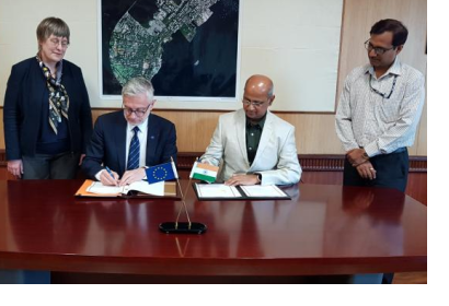 The European Commission and Department of Space of India sign a Cooperation Arrangement to share satellite Earth Observation data. Image: European External Action Service (EEAS) 