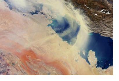 Image courtesy of the European Space Agency (ESA) of a sandstorm over the Persian Gulf in 2008.