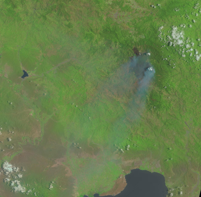 Landsat 8 image of 28 July 2014 showing the active forest fires Landsat 8 image of 28 July 2014 showing the active forest fires