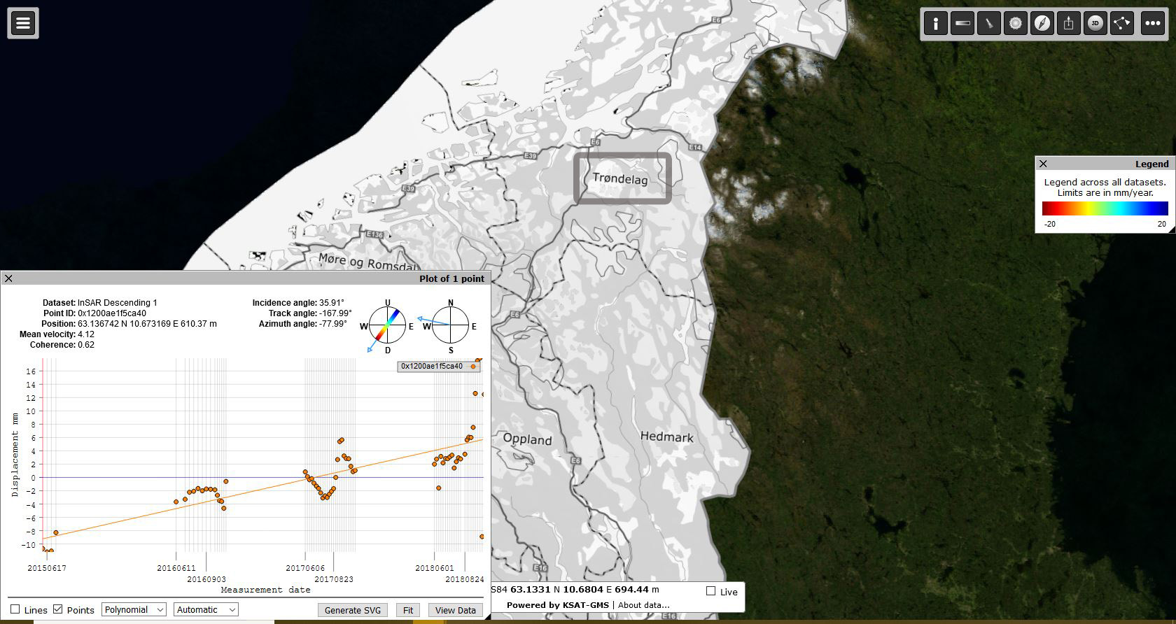 Screenshot of InSAR website