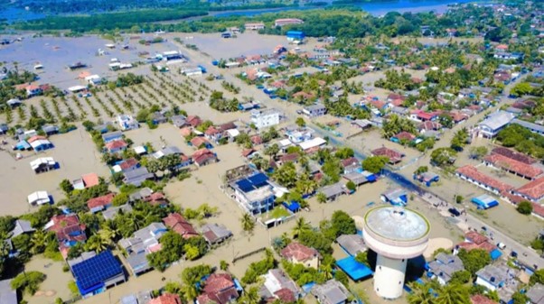 Figure 1: An aerial view of severe flooding in Sri Lanka, November 2025. Image credit: The Sri Lanka Red Cross Society 