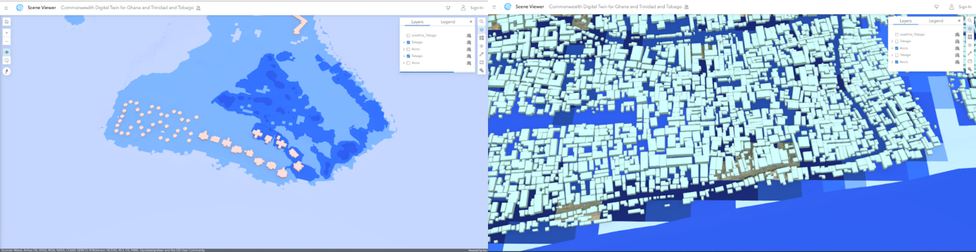 ArcGIS Online Scene Viewer in Trinidad and Tobago and Ghana