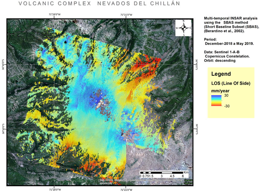 Figure 1.Results of the SBAS Multi-temporal analysis applied to the Valles de Chillan volcano in Chile.