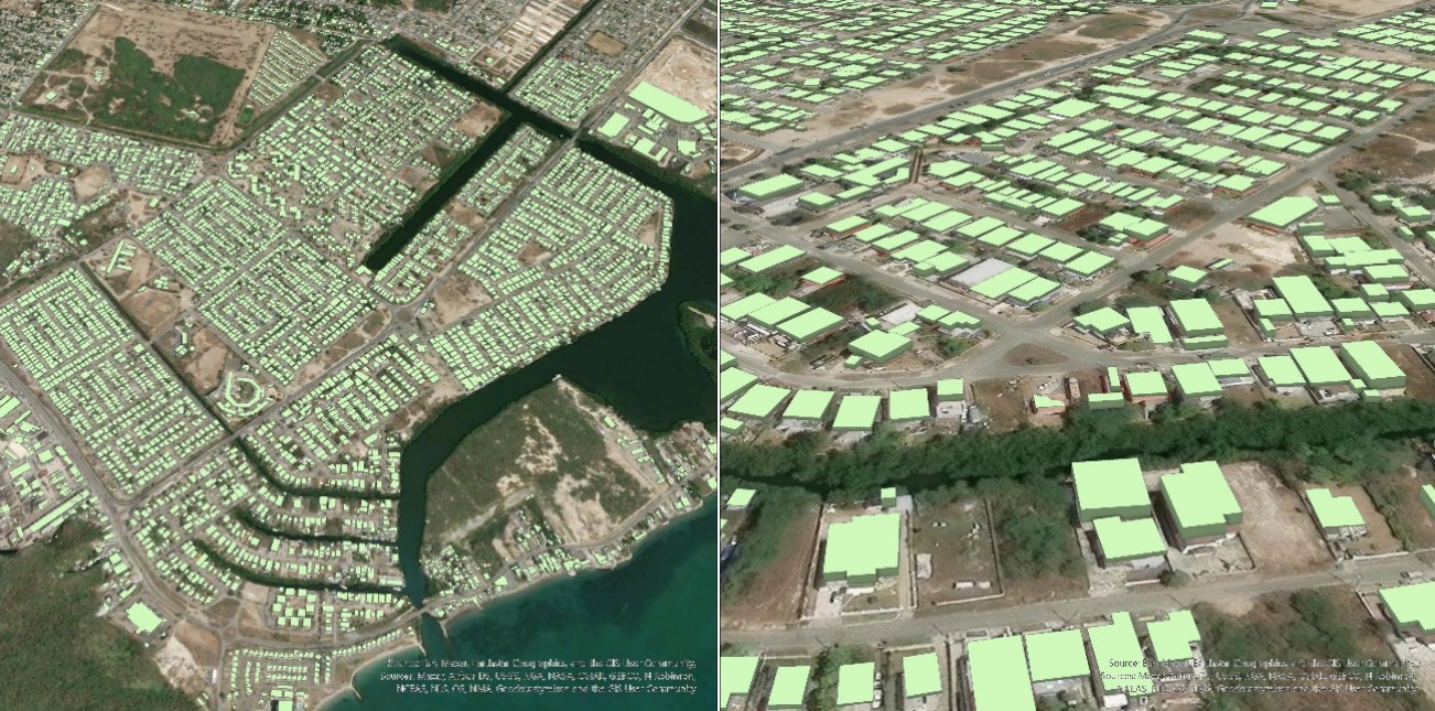 Figure 4.3D Buildings from ONEGEO Archive Data for Kingston, Jamaica © ONEGEO GmbH, © OpenStreetMap contributors