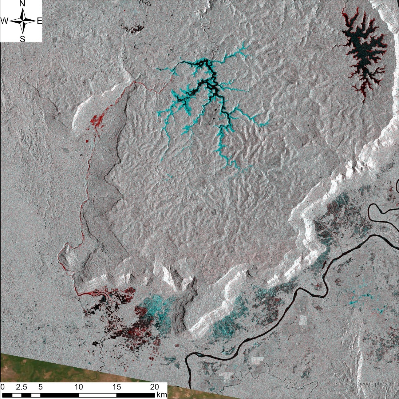 Figure 7. Color-composite image by pre and post radar satellite images