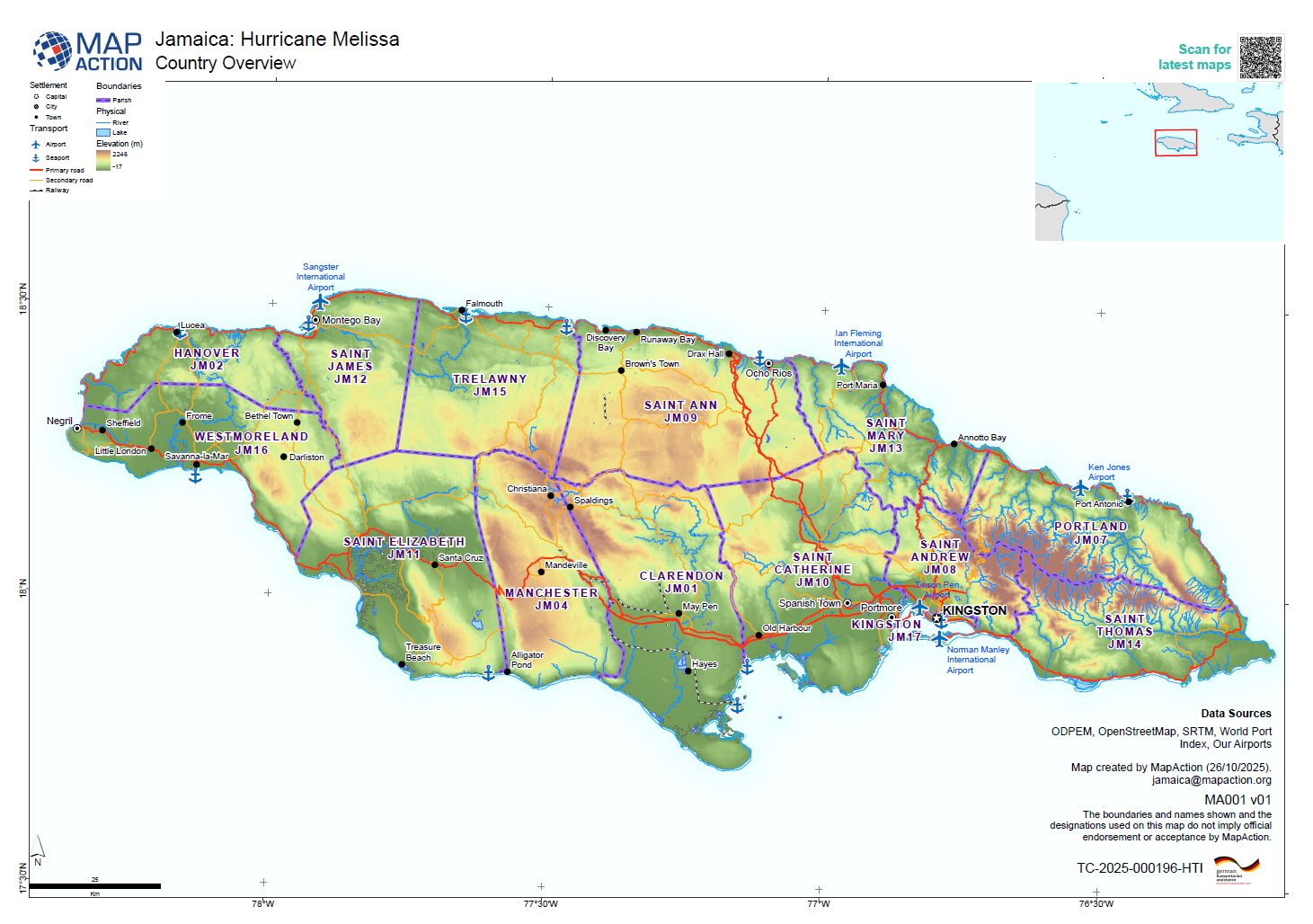 Figure 1: Jamaica: Hurricane Melissa - Country Overview (26 Oct 2025)