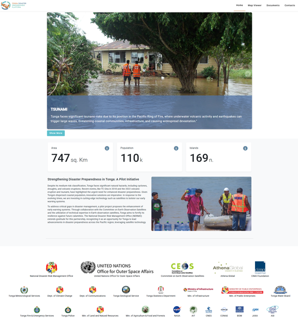 Tonga Disaster Preparedness Pilot Platform – Top Page