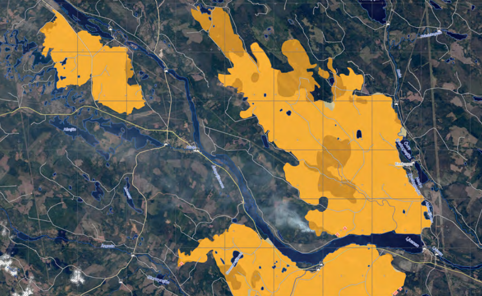 screeshot from the report DELINEATION OF A FOREST FIRE OVER ENSKOGEN copernicus emercency management service