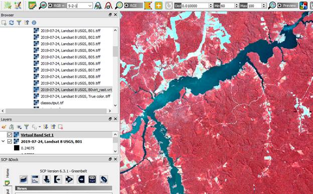 Area image after changing band rendering