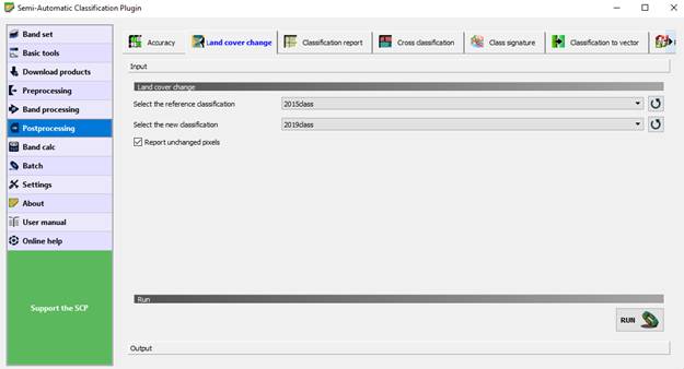 SCP Plugin Land Cover Change Tab