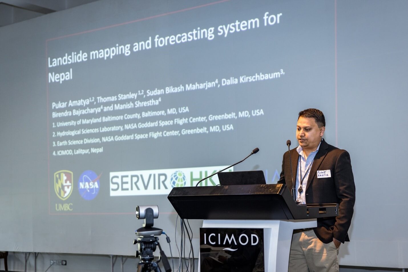 Pukar Amatya, NASA GSFC, presents the landslide mapping and forecasting system
