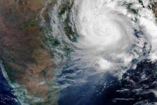 On 20 May 2020, the Copernicus Sentinel Mission captured this image of Cyclone Amphan making landfall over Bangladesh. Image: contains modified Copernicus Sentinel data (2020), processed by ESA, CC BY-SA 3.0 IGO.