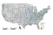 Modeled catchment mean annual loss. For clarity, only catchments with a mean annual loss of >$1.5 million have been plotted. Image: Quinn, N., Bates, P. D., Neal, J., Smith, A., Wing, O., Sampson, C., et al. ( 2019).