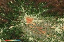 Ground deformation map of Pistoia in Tuscany. Using data acquired between 2014 and 2019 from the Copernicus Sentinel-1 mission, the map shows subsidence in red and uplift in blue. Image: ESA/TRE ALTAMIRA.