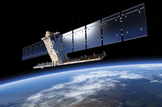 One of the Sentinel 1 satellites in orbit