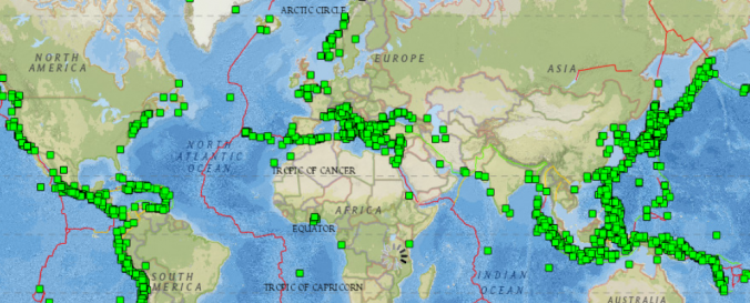 Screenshot of Historical Earthquake Database 