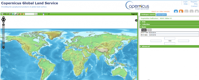 Screenshot of Copernicus Global Land Service