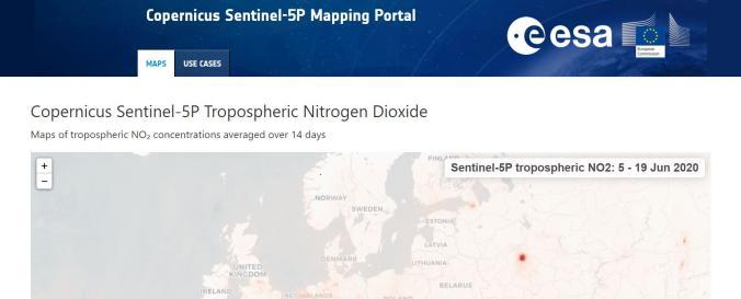 Copernicus Sentinel 5-P Mapping Portal. Image: Copernicus