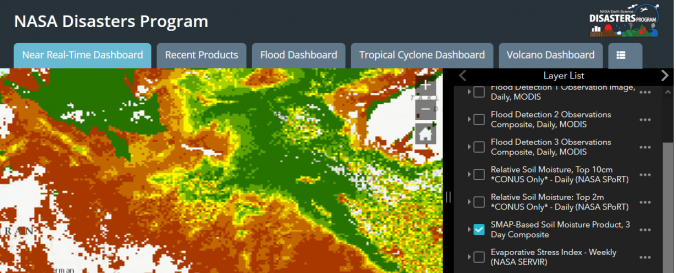 NASA Disasters Mapping Portal. Image Credit: NASA.