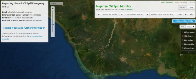 Screenshot of Nigerian Oil Spill Monitor