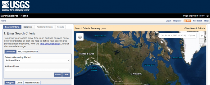 Screenshot of USGS