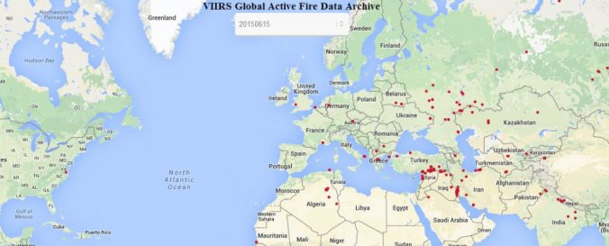 Screenshot of fire hotspots