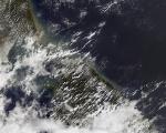 The coasts of Sri Lanka and India showing sediments left after a tsunami