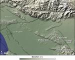 Fault lines in Los Angeles region , showing possible high risk seismic zones