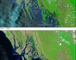 Satellite image of coastal flooding