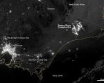 satellite night image of fires in Australia
