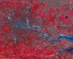 Birds eye view of London acquired by the UK-DMC-2 satellite in November 2011