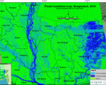 Flood inundation map developed using Sentinel-1 satellite data, as part of the rapid mapping response under the SERVIR-HKH Initiative at ICIMOD. Map: Kabir Uddin/ICIMOD.