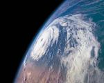A satellite view of a hurricane. Image courtesy of NASA
