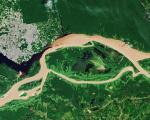 Rio Negro and the Solimões River meet to form the Amazon River in Brazil. Image: ESA