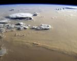 A sandstorm over the Sahara desert seen by ESA astronaut Alexander Gerst from the International Space Station in 2014. Image: ESA/NASA.