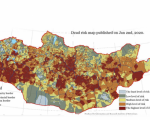 Dzud risk map. Image: information and Research Institute of Meteorology Hydrology and Environment