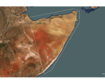 This shape indicates the region of Ethiopia and Somalia in the Horn of Africa where Planet conducted an analysis of Soil Water Content using its satellite data products. Planet Basemaps, March 2023 © Planet