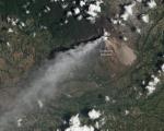 Similar eruption of the Mount Sinabung in Indonesia. Image courtesy of NASA Earth Observatory image by Jesse Allen and Robert Simmon, caption by Robert Simon. 