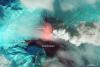 false-color image shows heat from the flows