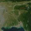 satellite picture of Bangladesh, shows the sediment structure of the region