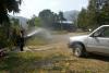 A firefighter demonstrates water hose in Makwanpur district (Image: ICIMOD)