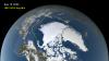 Arctic sea ice minimum on 15 September 2020, with 30-year average extent in yellow. Image: NASA.