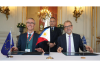 ESA and the European Commission sign the CopPhil initiative; Koen Doens, Director General for International Partnerships at the European Commission (left) and Josef Aschbacher, Director General of ESA (right) with Pablito Mendoza, Deputy Chief of Mission and Consul General of the Embassy of the Republic of the Philippines in the Kingdom of Belgium (back); © ESA (Philippe Sebirot).