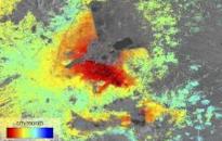 Five Sentinel-1A radar scans acquired between 3 October and 2 December 2014 were combined to create this image of ground deformation in Mexico City. The deformation is caused by ground water extraction, with some areas of the city subsiding at up to 2.5 cm/month (red). Image: Copernicus data (2014)/ESA/DLR Microwave and Radar Institute–SEOM InSARap study.