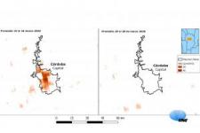 NO2 measurements with Sentinel-5P over the city of Cordoba in Argentina. Image: CONAE.